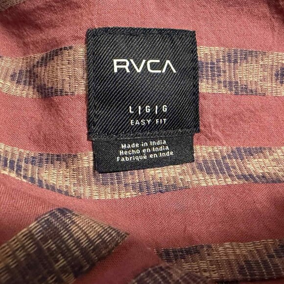 RVCA Upwards Ikat Button-Down Shirt | Size L | Rust Red Geometric | NWT - Picture 4 of 6